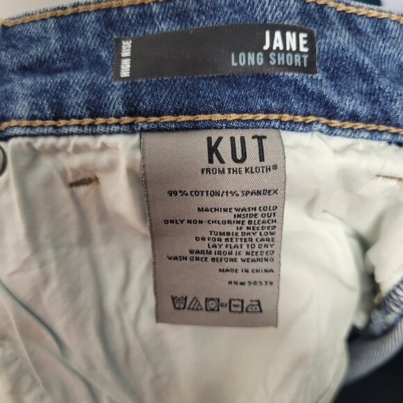 Kut From the Kloth Jane high rise frayed hem long shorts size 14 - Picture 4 of 7